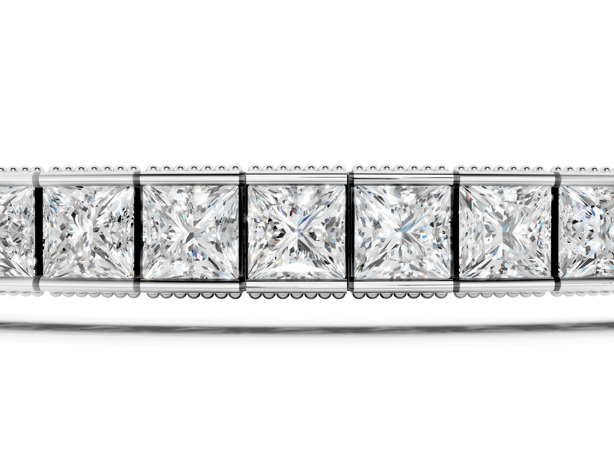 White gold Princess Cut Channel Set Tennis Bracelet with Box Clasp_1