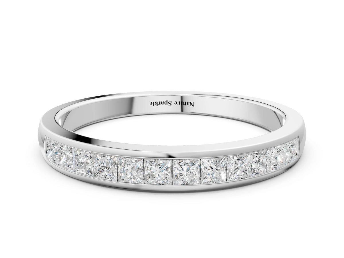 White gold Princess Cut Diamond Channel Set Eternity Band