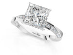White gold Princess Cut Diamond Engagement Ring with Side Stone Accents and Four-Prong Setting_1