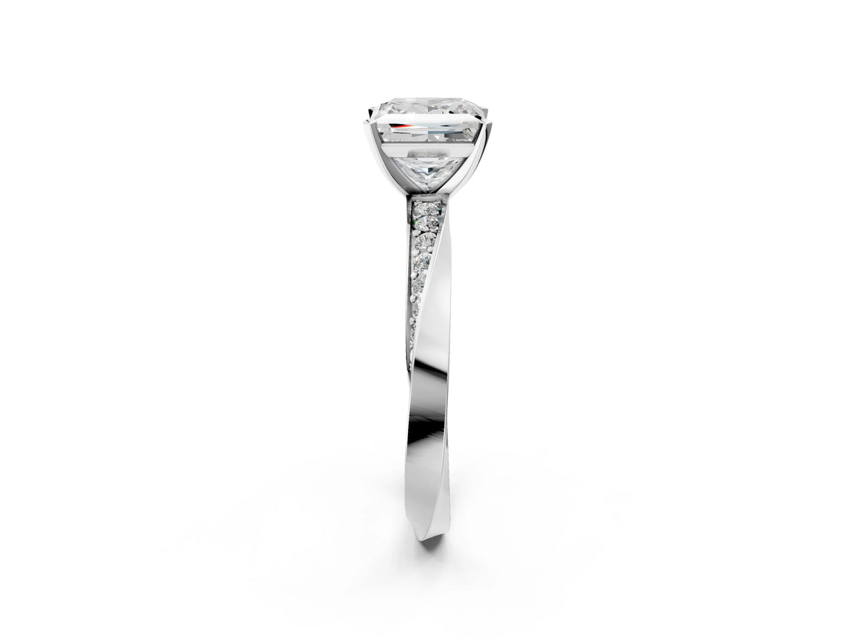 White gold Princess Cut Diamond Engagement Ring with Side Stone Accents and Four-Prong Setting_2