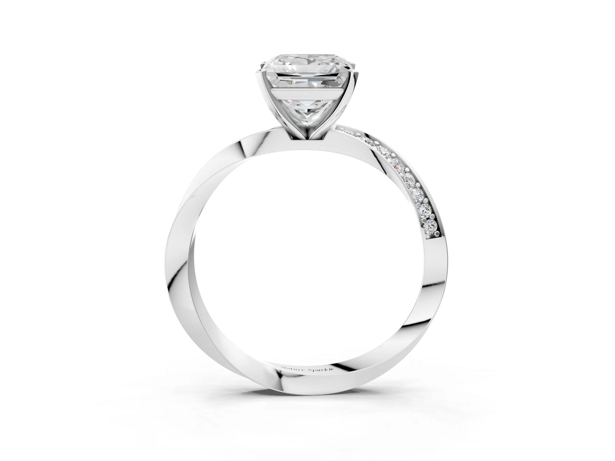 White gold Princess Cut Diamond Engagement Ring with Side Stone Accents and Four-Prong Setting_3