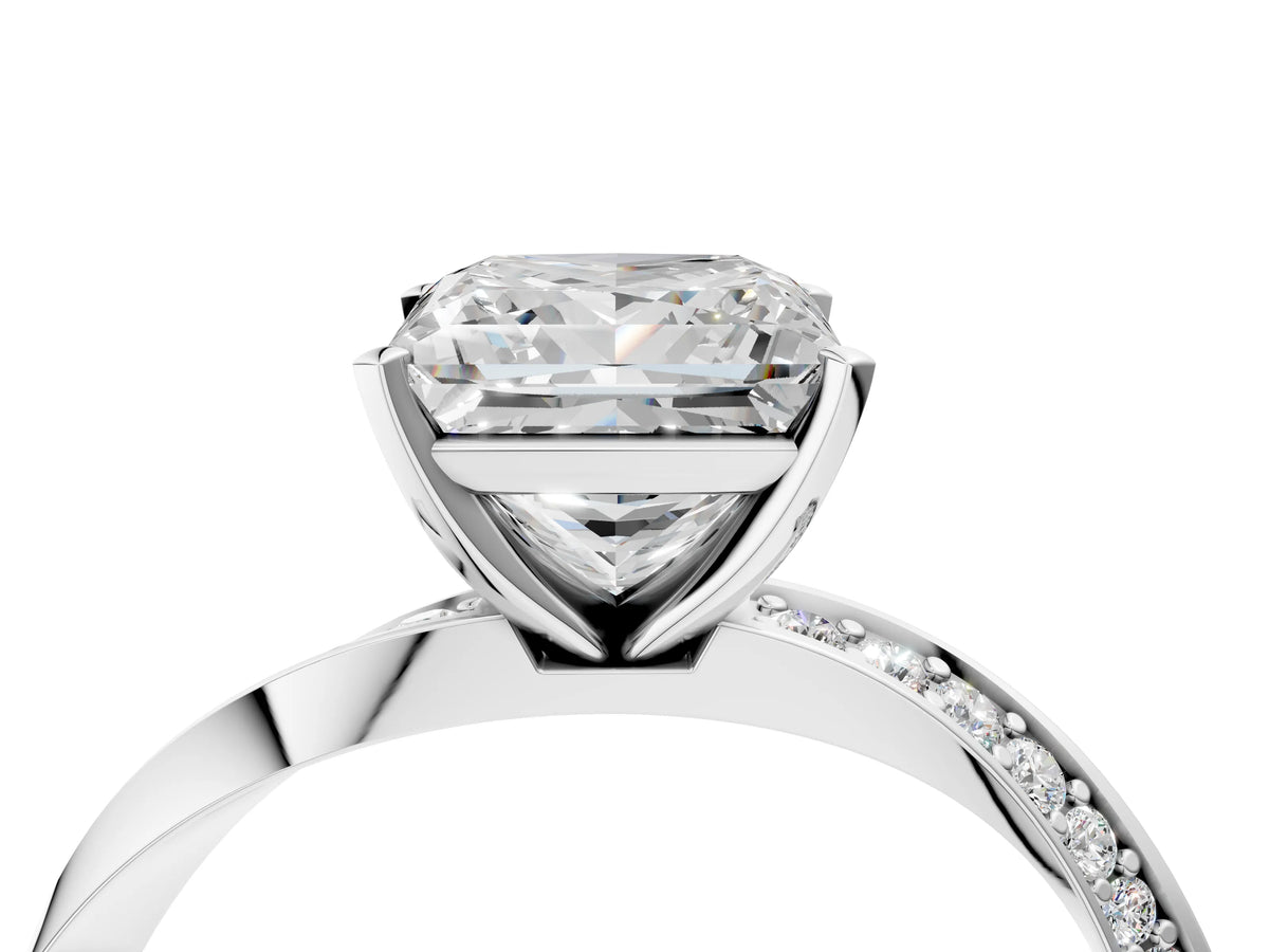 White gold Princess Cut Diamond Engagement Ring with Side Stone Accents and Four-Prong Setting_4