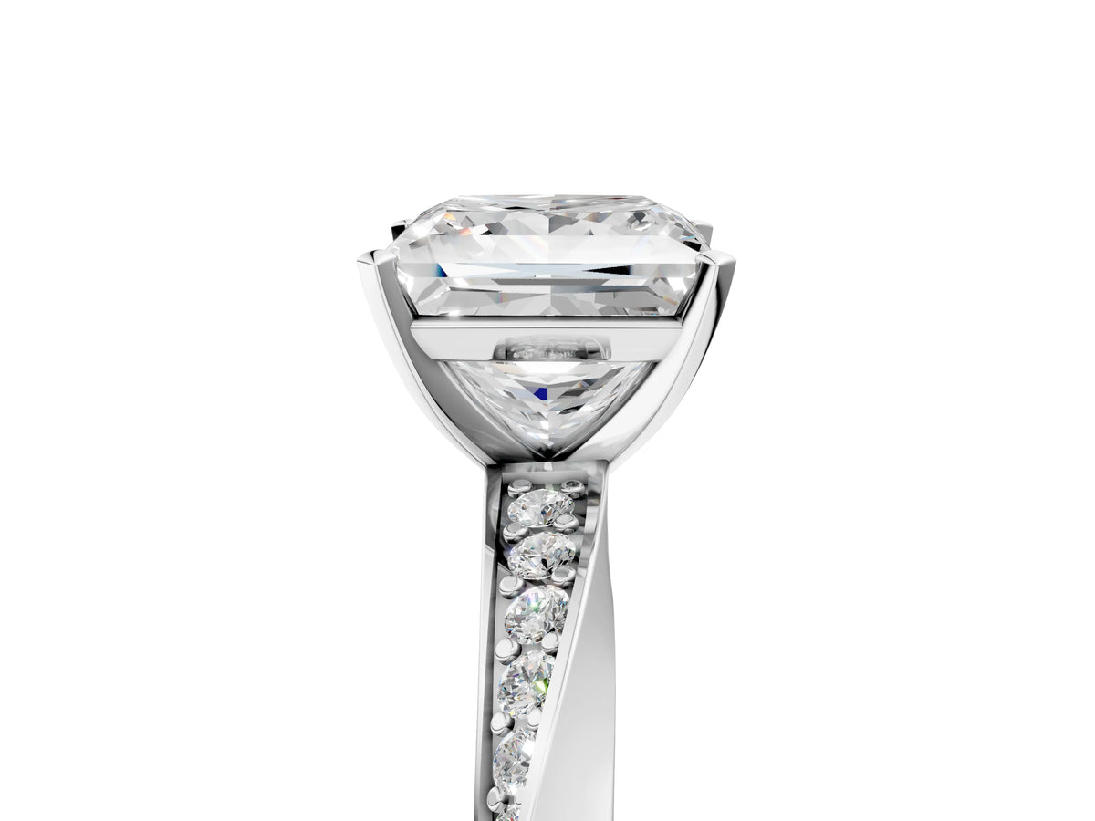White gold Princess Cut Diamond Engagement Ring with Side Stone Accents and Four-Prong Setting_5