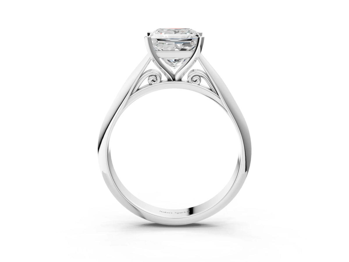 White gold Princess Cut Diamond Solitaire Engagement Ring with Cathedral Setting and Four-Prong Mount_3