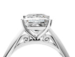 White gold Princess Cut Diamond Solitaire Engagement Ring with Cathedral Setting and Four-Prong Mount_4