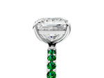 White gold Princess Cut Diamond Solitaire Ring with Round Emerald Pavé Band and Prong Setting_5