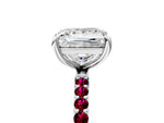 White gold Princess Cut Diamond Solitaire Ring with Round Garnet Pavé Band and Prong Setting_5