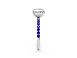 White gold Princess Cut Diamond Solitaire Ring with Round Tanzanite Pavé Band and Prong Setting_2