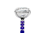 White gold Princess Cut Diamond Solitaire Ring with Round Tanzanite Pavé Band and Prong Setting_5