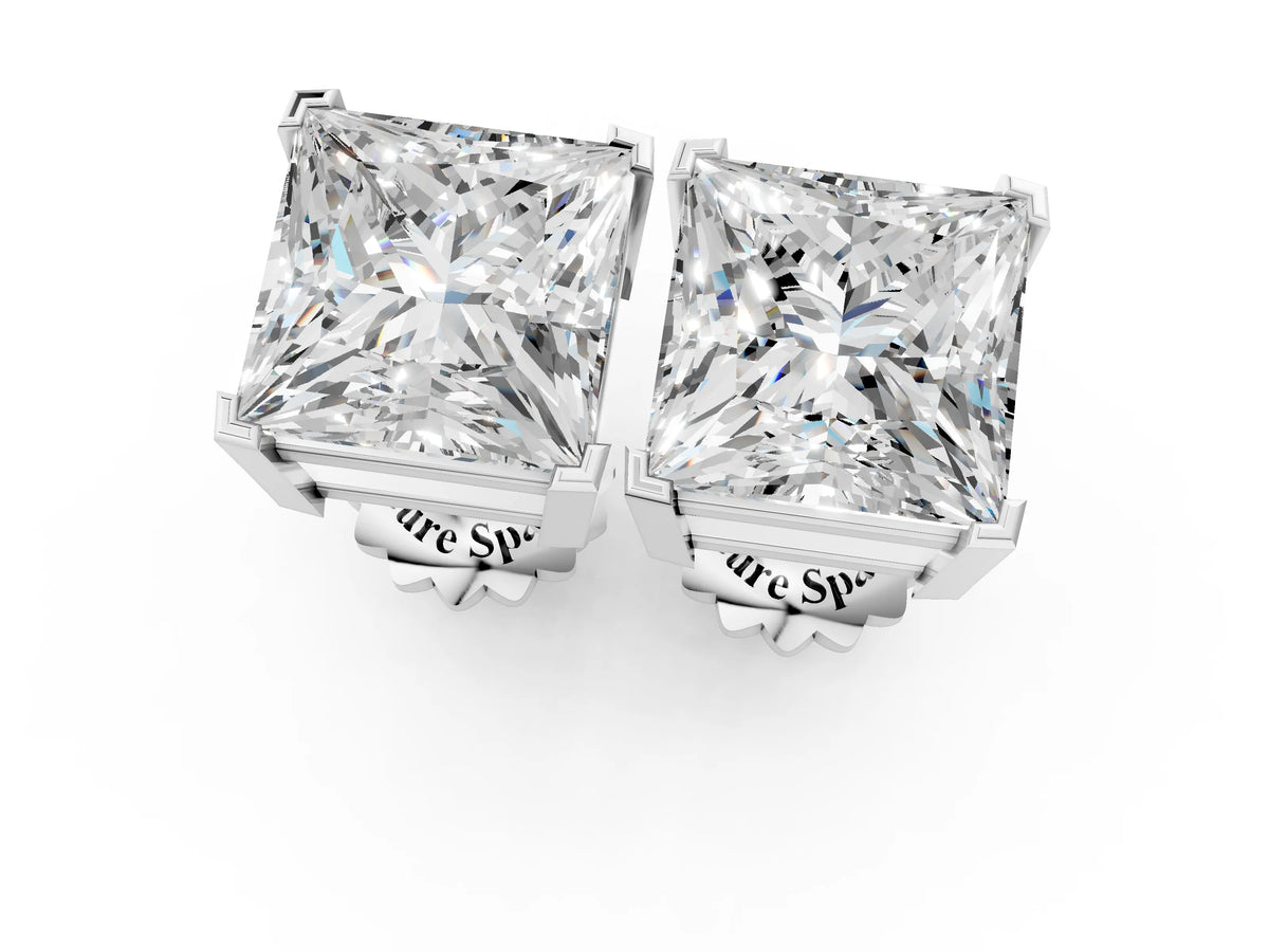 White gold Princess Cut Diamond Stud Earrings_1
