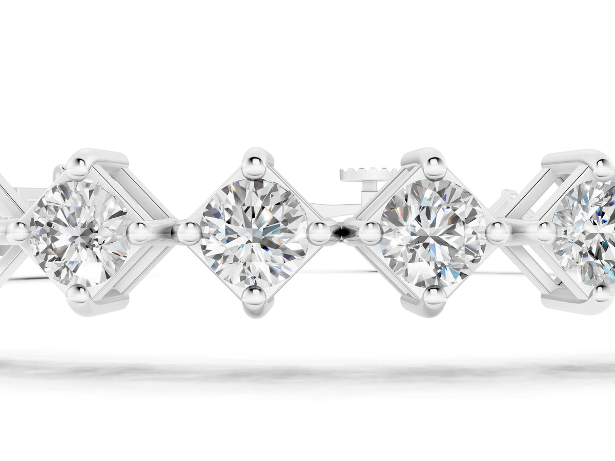 White gold Princess Cut Diamond Tennis Bracelet with Square Prong Setting_1