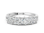 White gold Princess Cut Five-Stone Diamond Band with Prong Setting