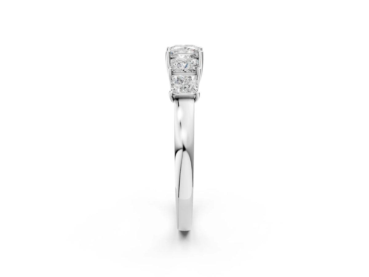White gold Princess Cut Five-Stone Diamond Ring with Classic Prong Setting_2