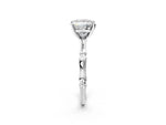 White gold Princess Cut Solitaire Diamond Ring with Bamboo Band and Four-Prong Setting_2