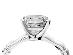 White gold Princess Cut Solitaire Diamond Ring with Bamboo Band and Four-Prong Setting_4