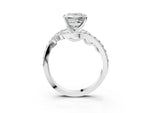 White gold Princess Cut Solitaire with Pavé Twist Band and Four-Prong Setting_3