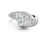 White gold Princess Cut Solitaire with Pavé Twist Band and Four-Prong Setting