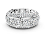 White gold Princess Diamond Pavé Mens Wedding Band with Round Diamond Accents