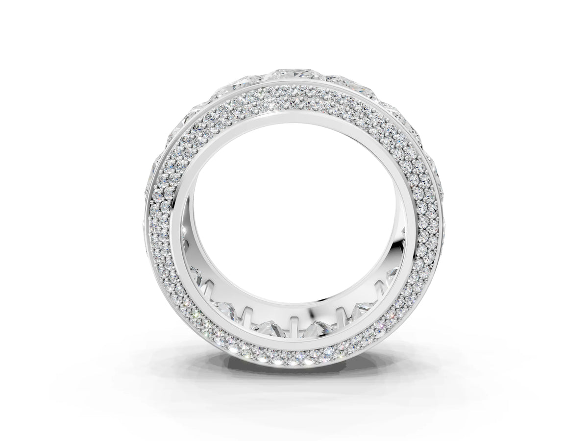 White gold Princess Diamond Pavé Mens Wedding Band with Round Diamond Accents_3