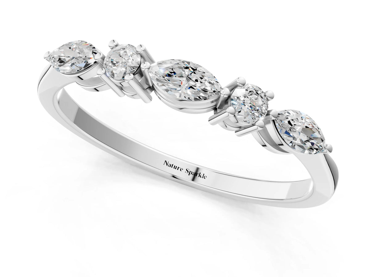 White gold Prong Set Round Diamond Half-Eternity Band_1