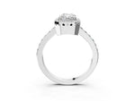 White gold Radiant Cut Cut Diamond Halo Engagement Ring with Milgrain Detail and Pavé Band_3