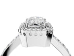 White gold Radiant Cut Cut Diamond Halo Engagement Ring with Milgrain Detail and Pavé Band_4