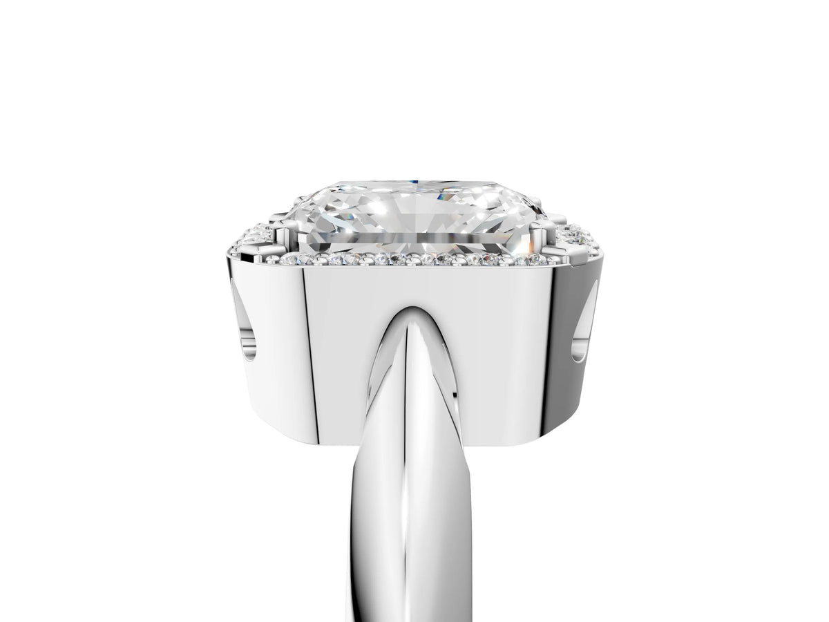 White gold Radiant Cut Cut Diamond Halo Engagement Ring with Split Shank and Four-Prong Setting_5