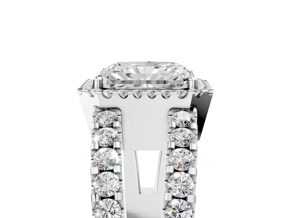 White gold Radiant Cut Cut Halo Split Shank Diamond Ring with Four-Prong Setting_5