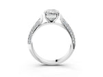 White gold Radiant Cut Diamond Solitaire Engagement Ring with Multi-Row Round Pavé Band and Prong Setting_3