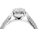 White gold Radiant Cut Diamond Solitaire Engagement Ring with Multi-Row Round Pavé Band and Prong Setting_4