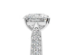 White gold Radiant Cut Diamond Solitaire Engagement Ring with Multi-Row Round Pavé Band and Prong Setting_5