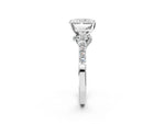 White gold Radiant Cut Diamond Solitaire Ring with Crossover Gallery and Round Pavé Band_2