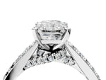 White gold Radiant Cut Diamond Solitaire Ring with Crossover Gallery and Round Pavé Band_4