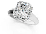 White gold Radiant Cut Halo Diamond Ring with Cathedral Band and Four-Prong Setting_1