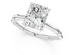 White gold Radiant Cut Solitaire Diamond Ring with Bamboo Band and Four-Prong Setting_1