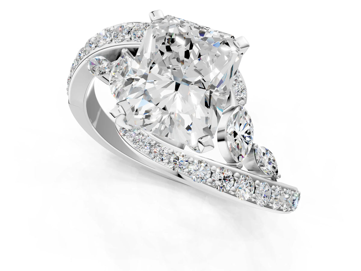 White gold Radiant Cut Solitaire with Pavé Twist Band and Four-Prong Setting_1