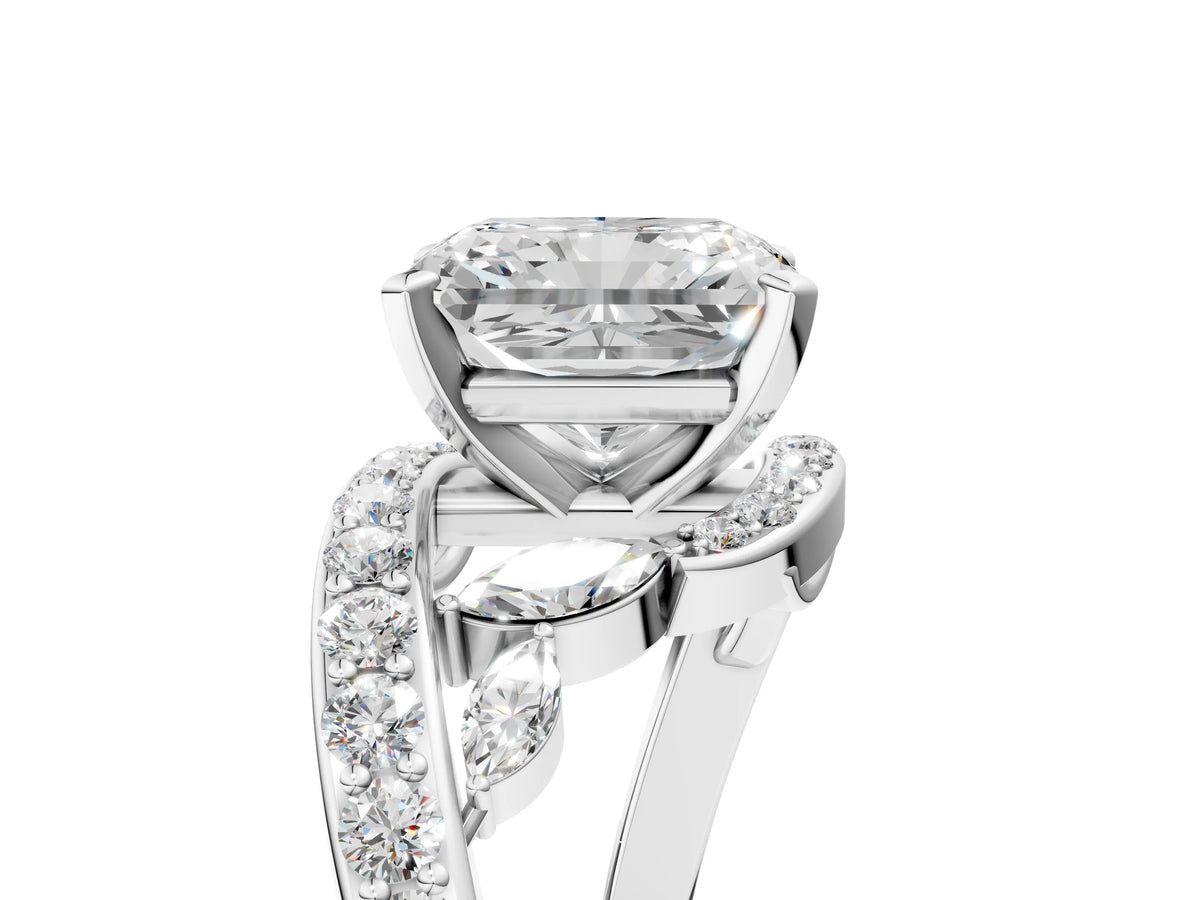White gold Radiant Cut Solitaire with Pavé Twist Band and Four-Prong Setting_5