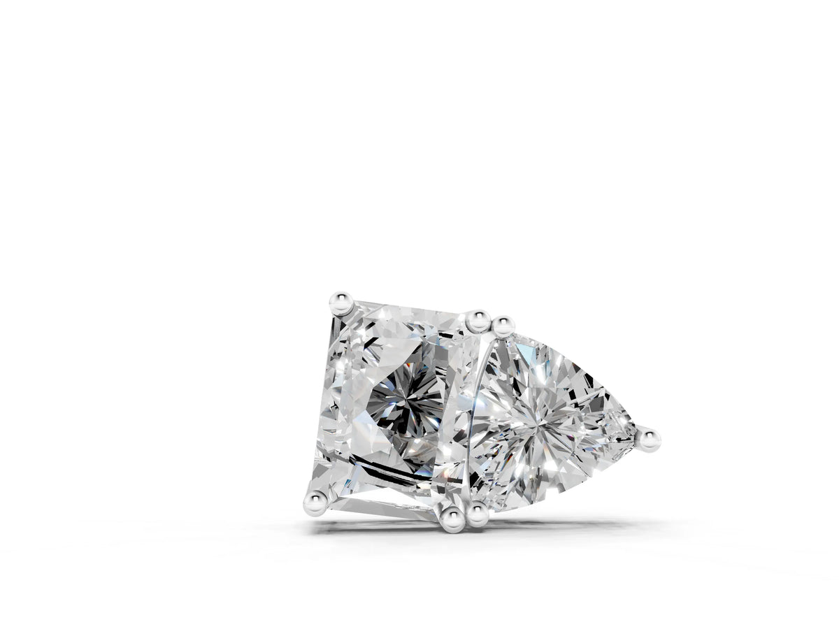 White gold Radiant and Trillion Diamond Two-Stone Pendant with Prong Setting
