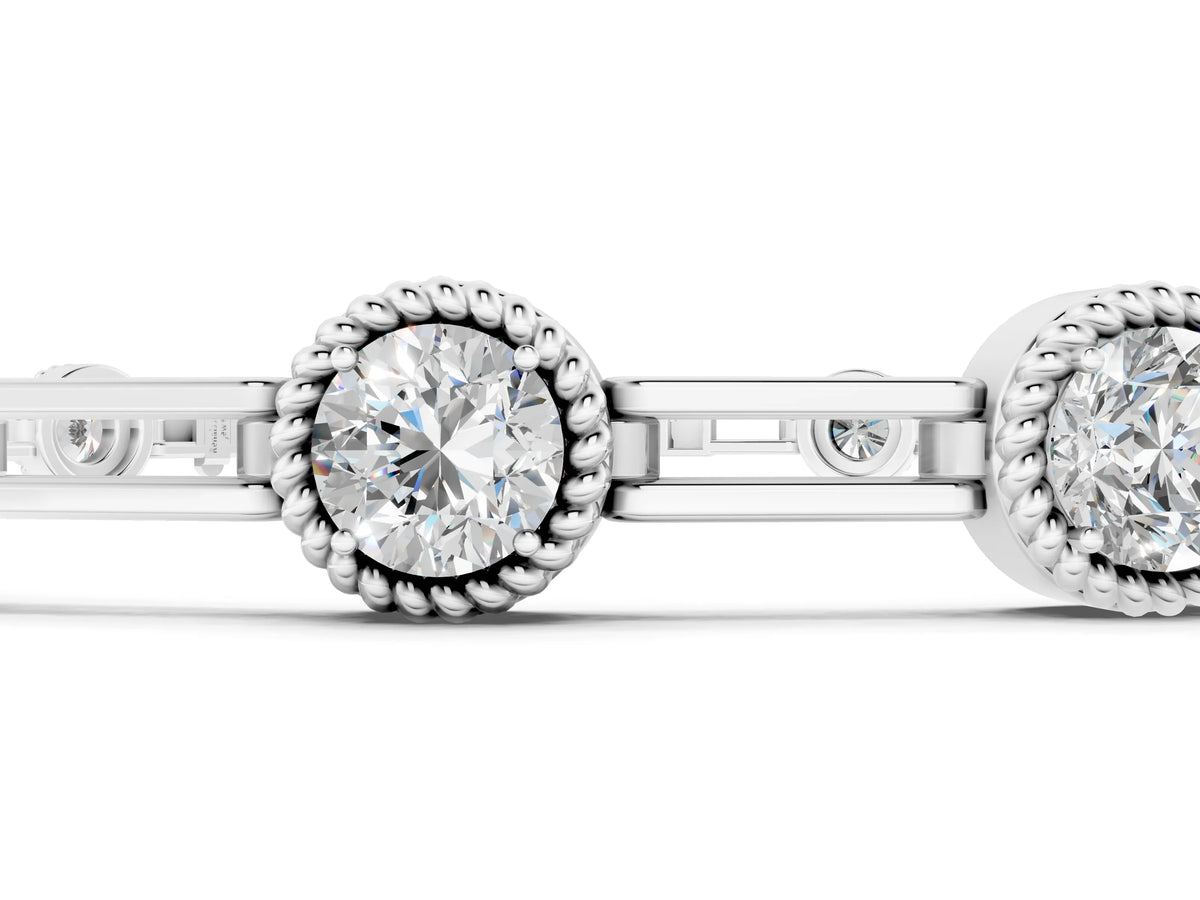 White gold Round Bezel-Set Diamond Tennis Bracelet with Open Link Band_1