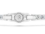 White gold Round Bezel-Set Diamond Tennis Bracelet with Pave Band_1