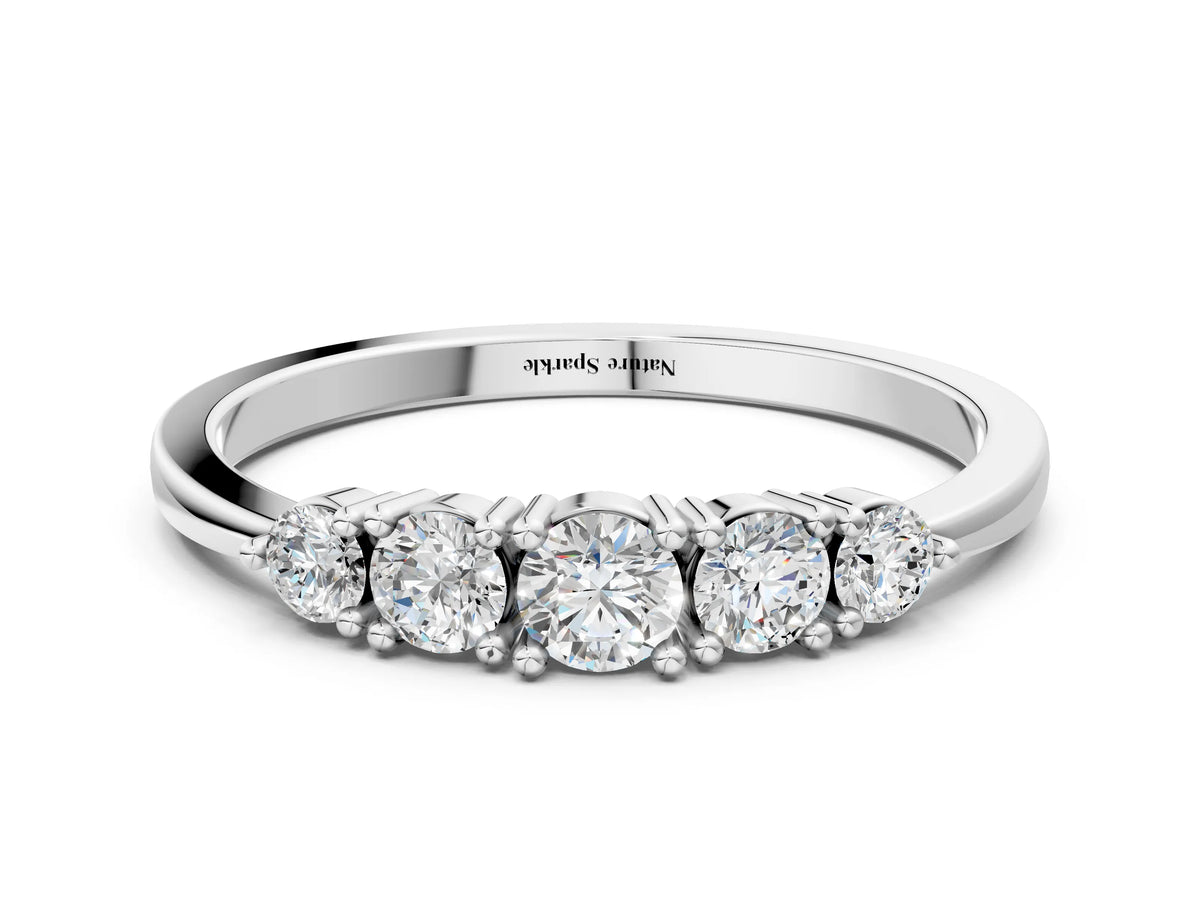 White gold Round Brilliant Diamond Half-Eternity Band with Prong Setting