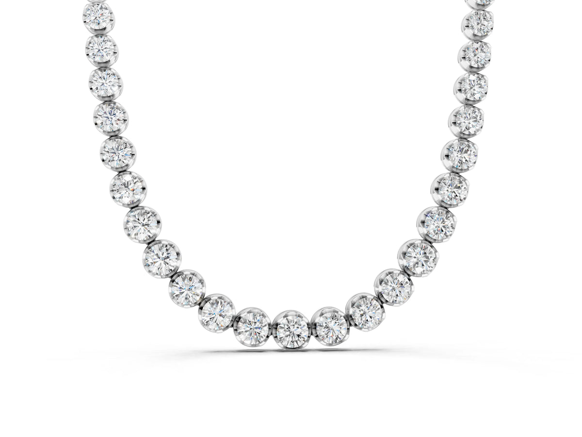 White gold Round Brilliant Diamond Tennis Necklace with Prong Setting
