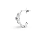 White gold Round Brilliant Diamond U-Hoop Earrings with Prong Setting_1