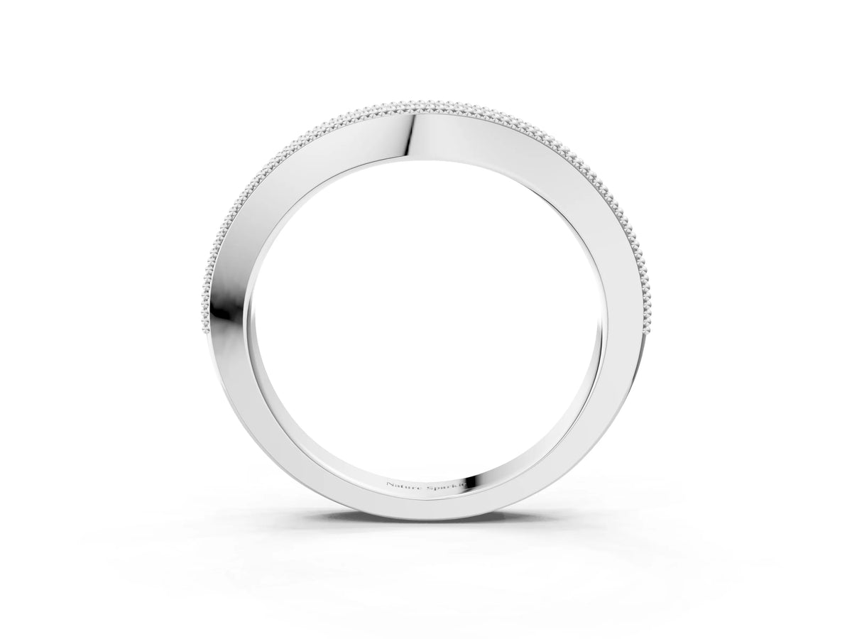 White gold Round Brilliant Milgrain Bezel Set Diamond Wave Band_3