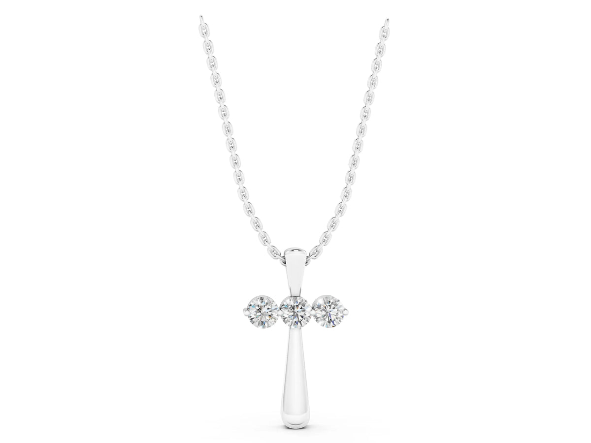 White gold Round Brilliant Three-Stone Prong Set Pendant_1