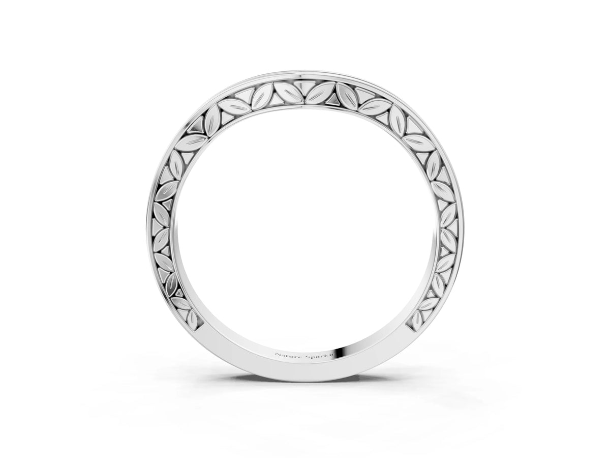 White gold Round Cut Channel Set Wave Band with Pavé Setting_3