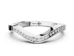 White gold Round Cut Channel Set Wave Band with Pavé Setting