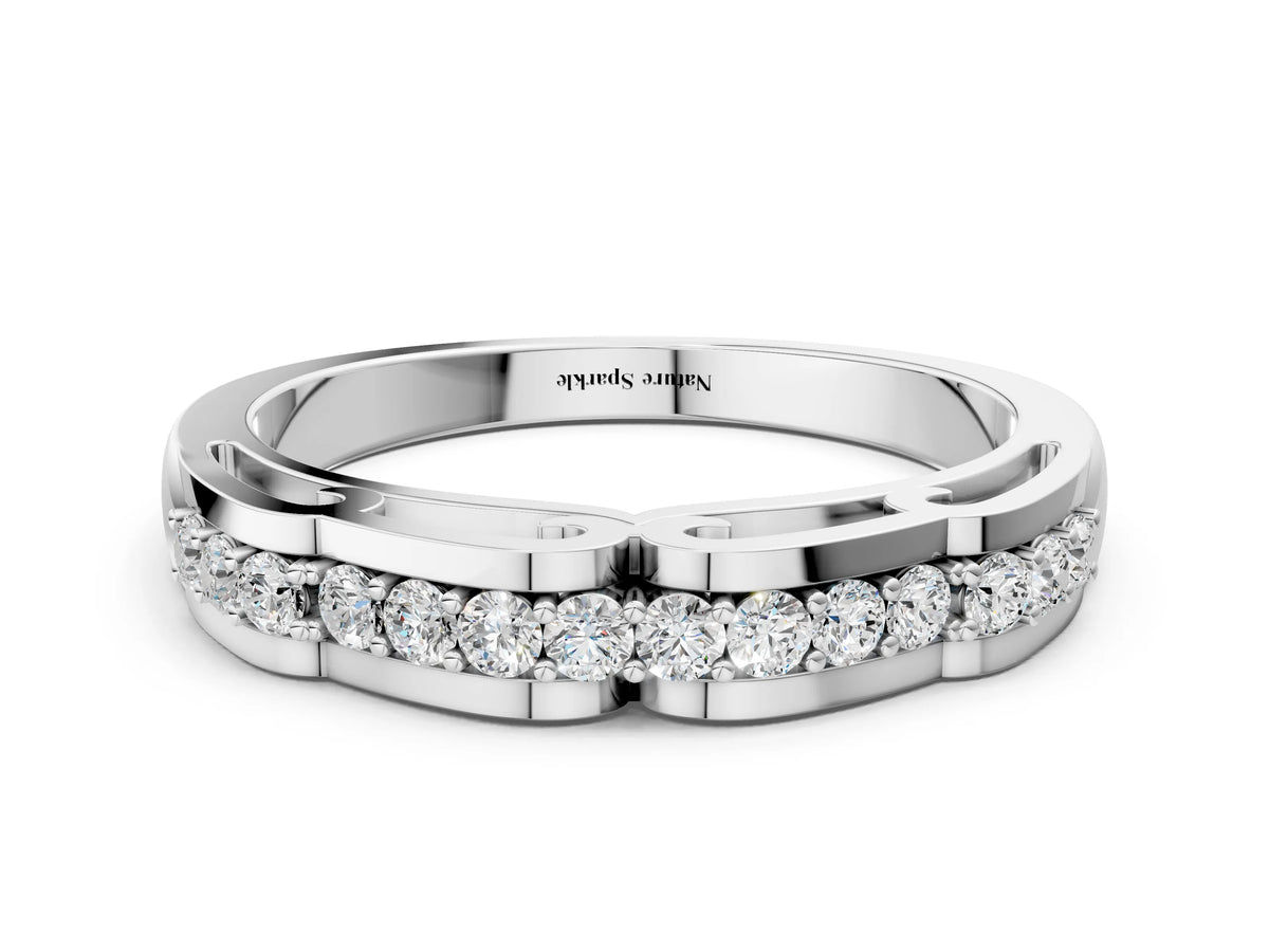 White gold Round Cut Diamond Channel Set White Gold Band