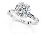 White gold Round Cut Diamond Engagement Ring with Side Stone Accents and Four-Prong Setting_1