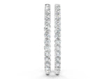 White gold Round Cut Diamond Hoop Earrings with Channel Setting and Four-Prong Setting